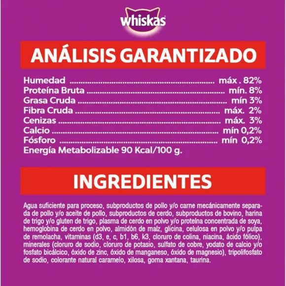 Alimento Húmedo Gato Adulto Whiskas Salsa Carne 85 g - Imagen 3